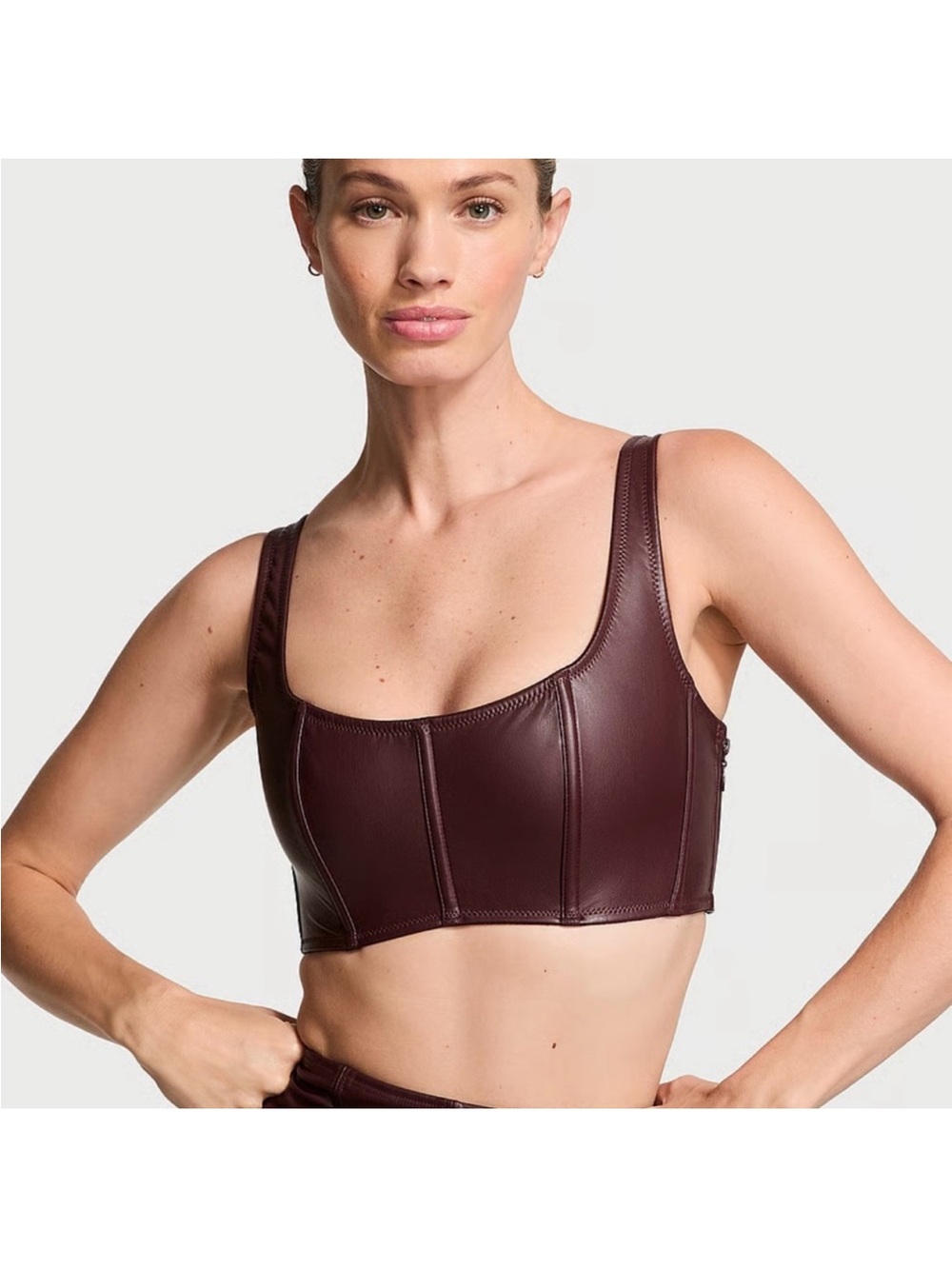 NWT Leather-Look Crop Bralette Top - Women Intimates